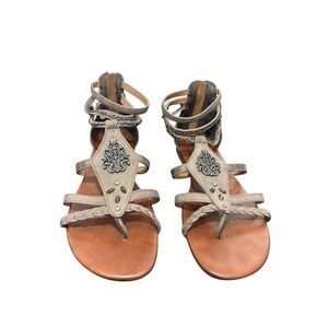 Jelly pop Strappy Boho Sandals with Medallion Detail Women’s Size 9M